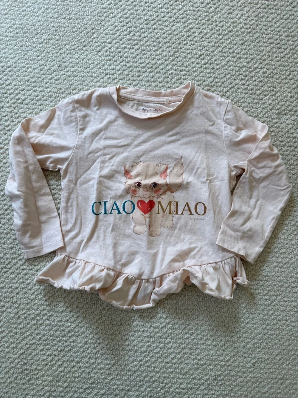 Konges Ciao Miao Pink Ruffle Hem Kids Top